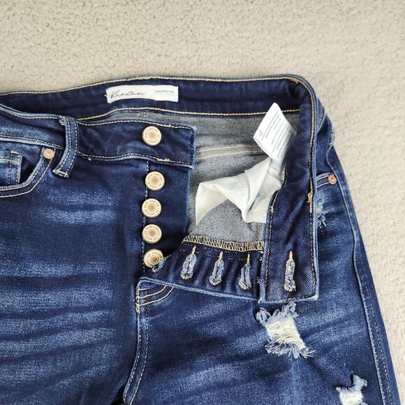 KanCan Jeans Womens 27 Blue Ankle Skinny Ripped Hem Stretch Button Fly Denim - Picture 8 of 14